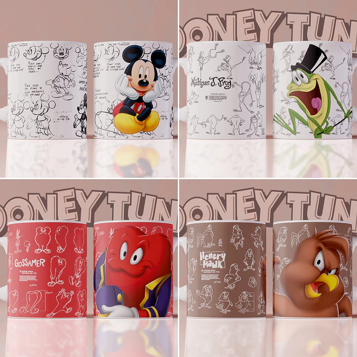 24 Artes Caneca Looney Tunes Editável em Photoshop e Corel 6