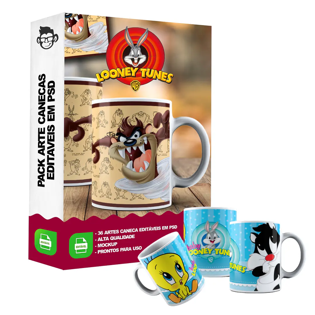 36 Artes Caneca Looney Tunes Editável em Photoshop 4