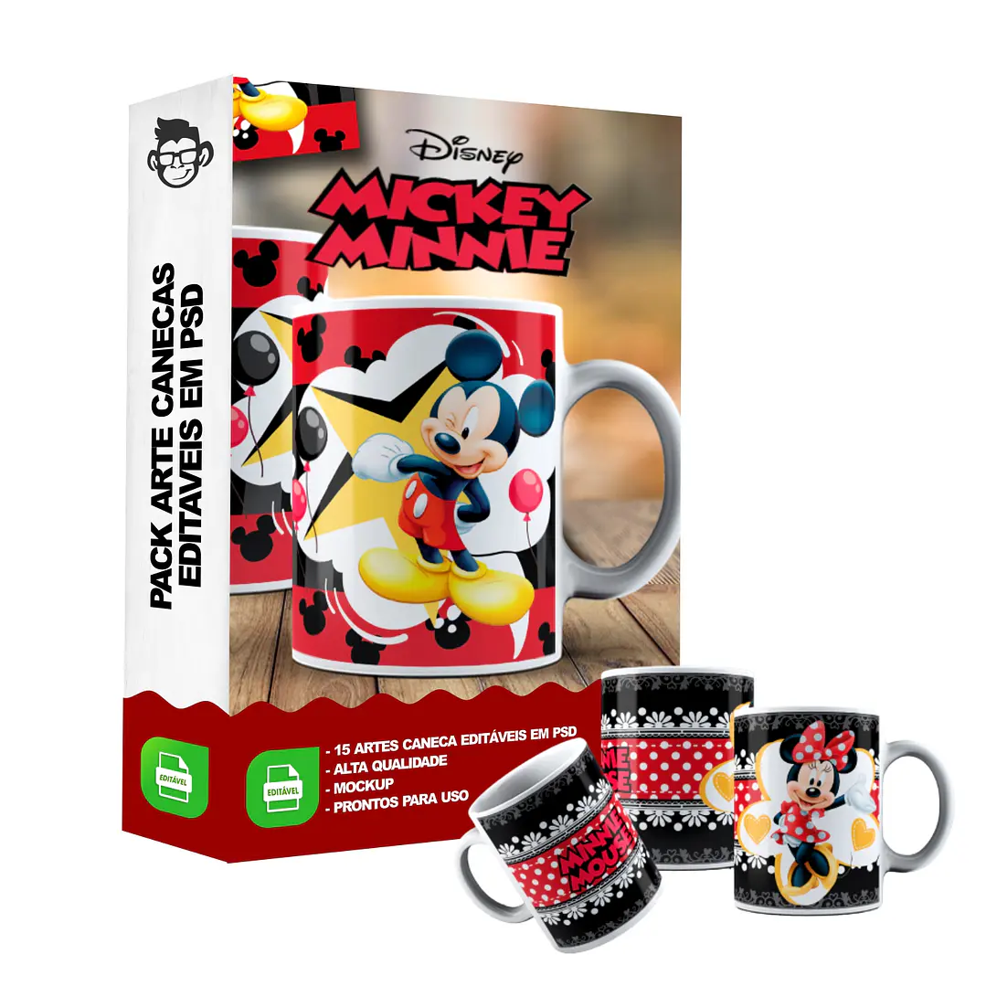 15 Artes Caneca Mickey e Minnie Editável em Photoshop 3