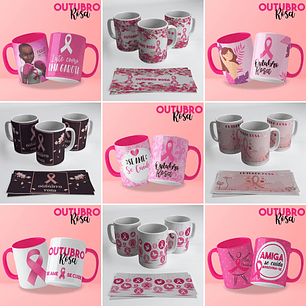 85 Artes para Caneca Outubro Rosa Editável em Corel Draw