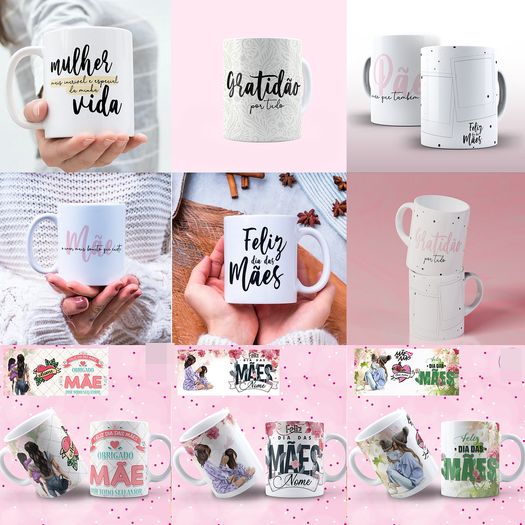 Pacote de Artes para Canecas Dia das Mães 21 Sublimação 1