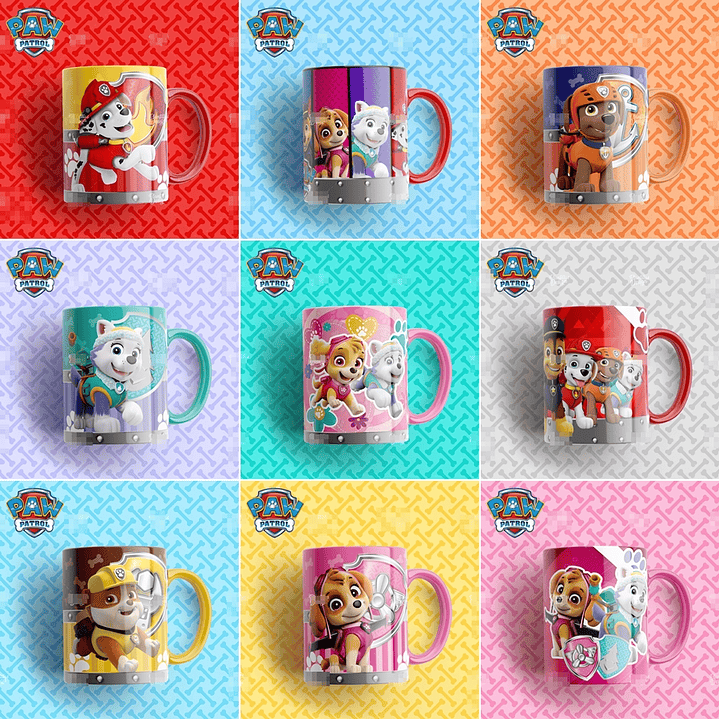 15 Artes Caneca Patrulha Canina Editável em Photoshop 2