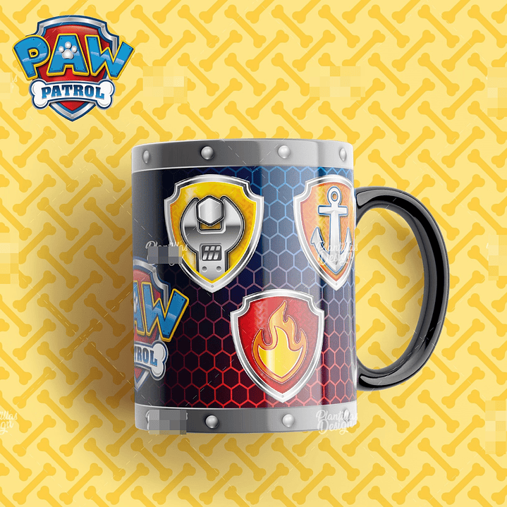 15 Artes Caneca Patrulha Canina Editável em Photoshop 6