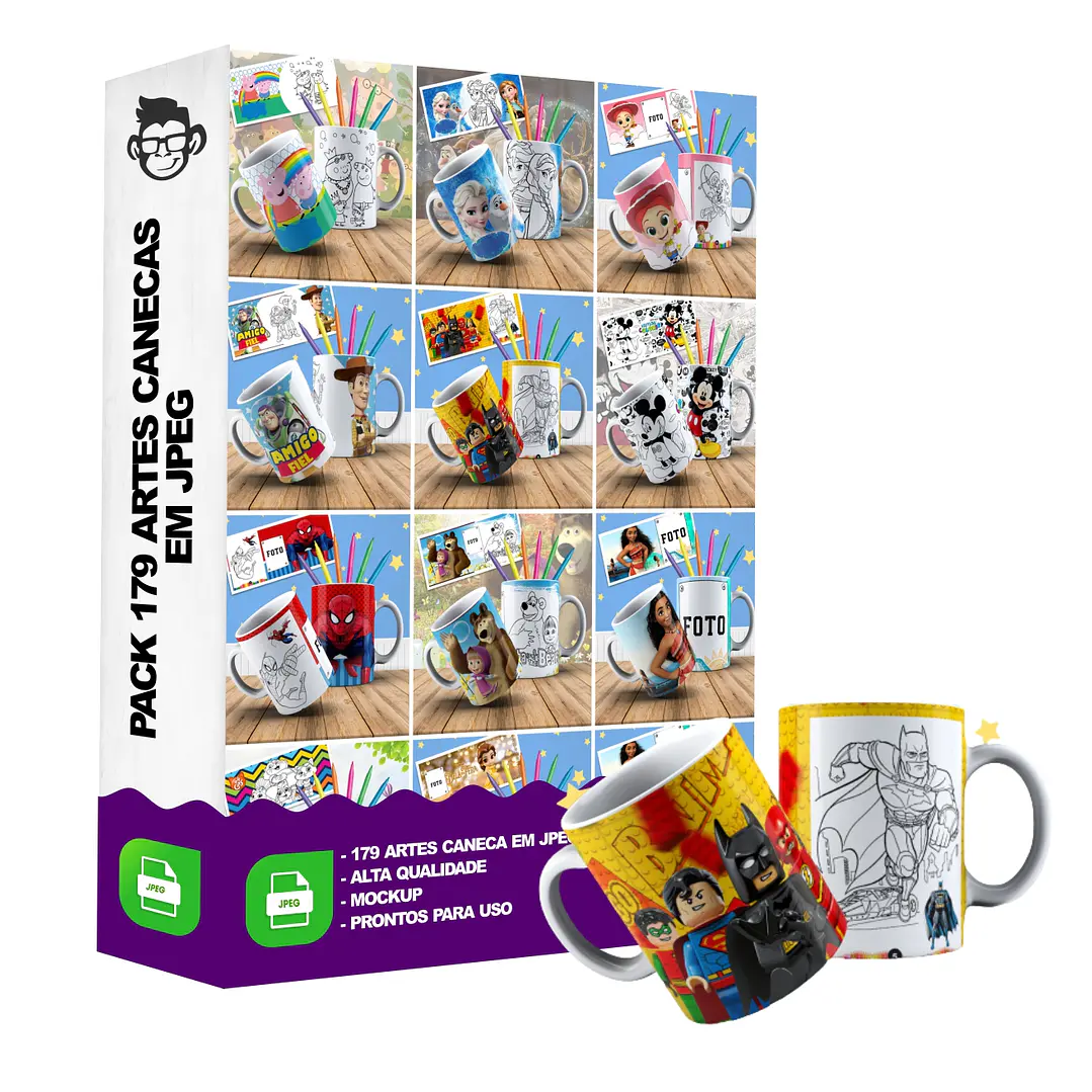 179 Artes para Caneca Personagens para Colorir Arquivo em Jpge/Png 4