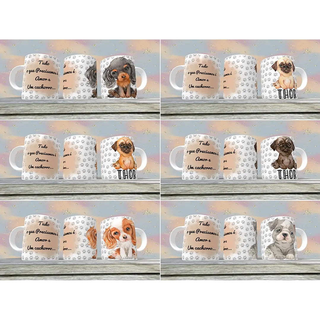 18 Artes para Caneca Pet Love Editável em Corel Draw 1