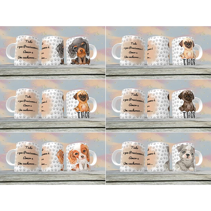 18 Artes para Caneca Pet Love Editável em Corel Draw 1