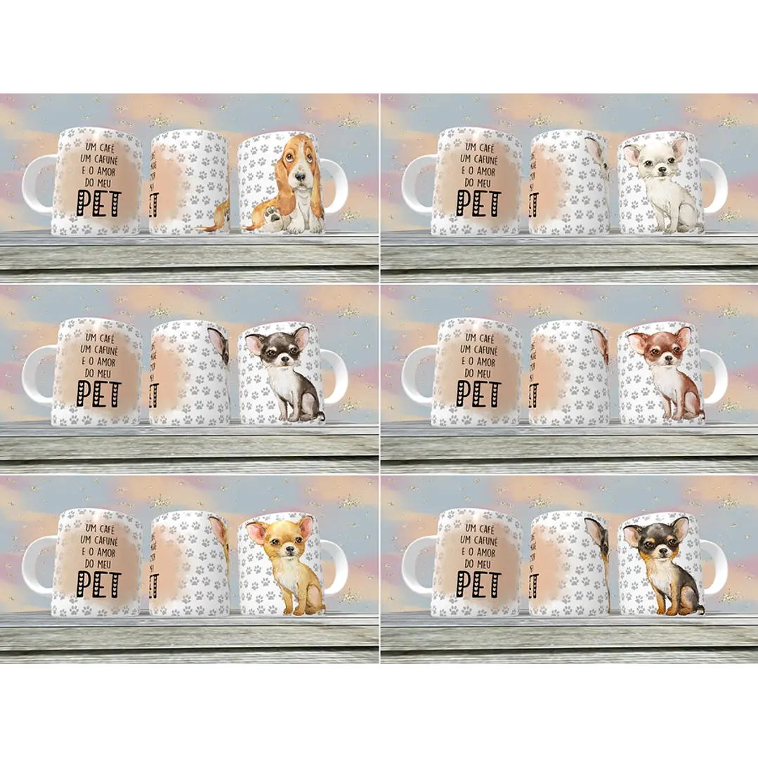 18 Artes para Caneca Pet Love Editável em Corel Draw 2