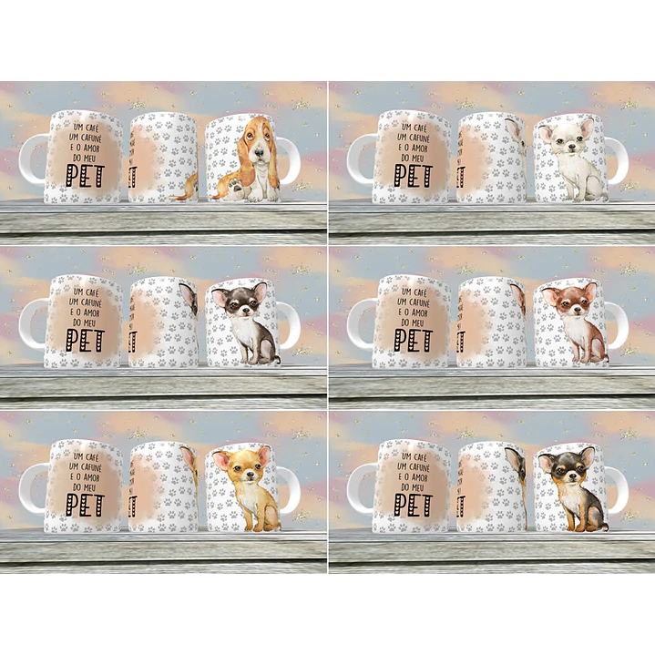 18 Artes para Caneca Pet Love Editável em Corel Draw 2