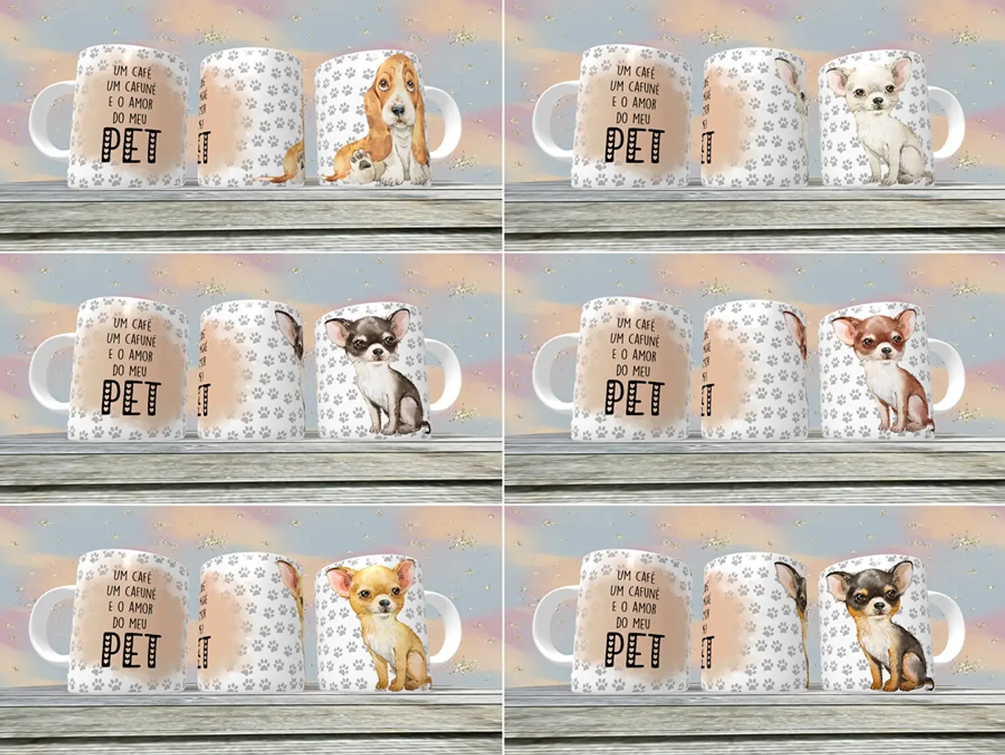18 Artes para Caneca Pet Love Editável em Corel Draw 2