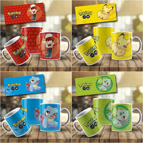 5 Artes Caneca Pokemon Editável em Photoshop