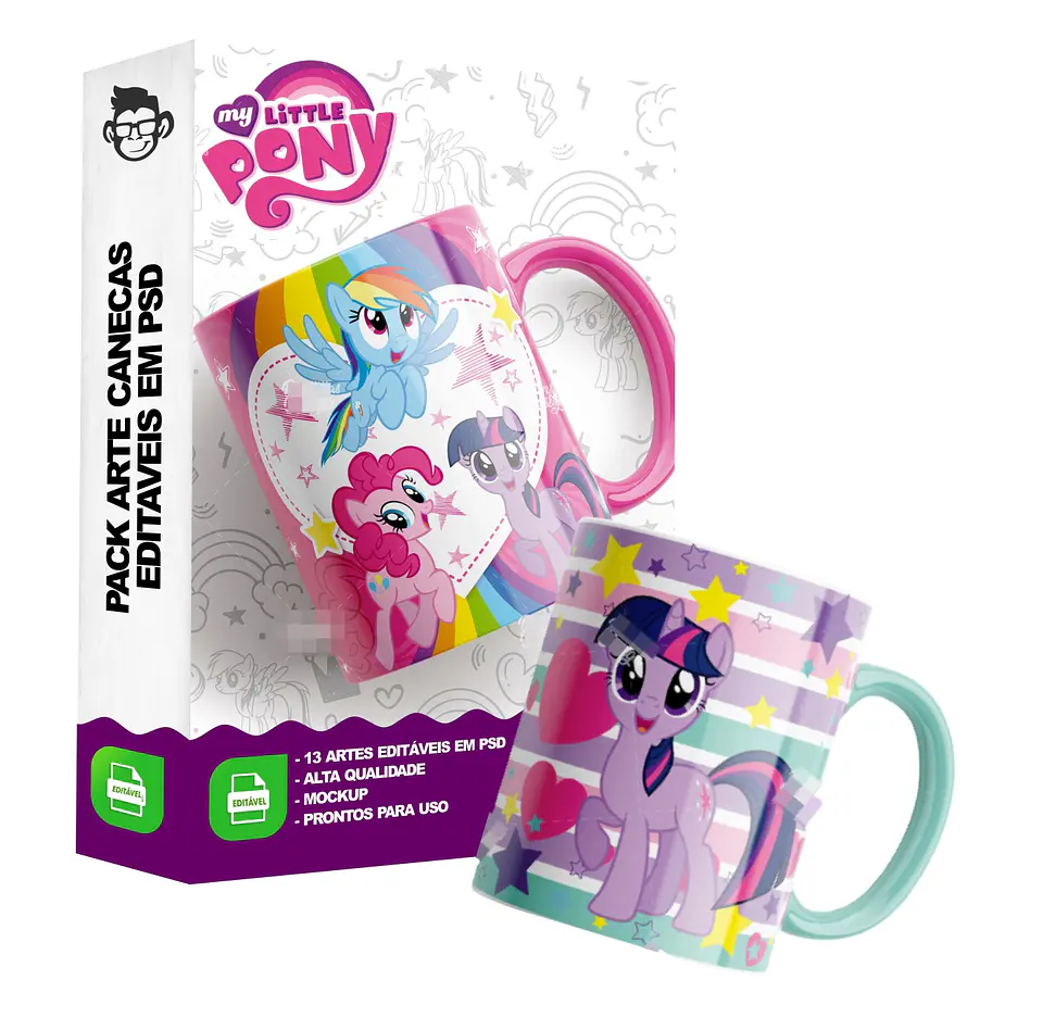 13 Artes Caneca My Little Pony Editável em Photoshop 8