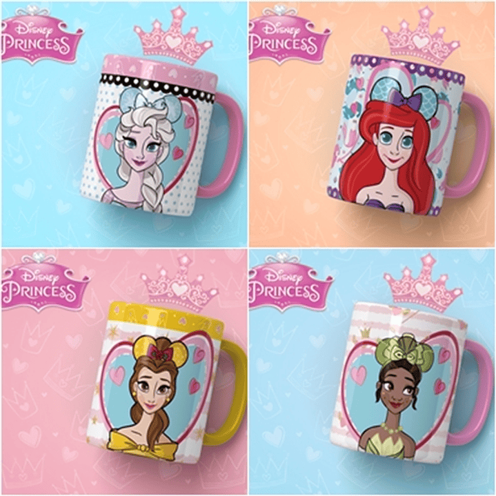 13 Artes para Caneca Princesas Disney Editável em Corel Draw 3