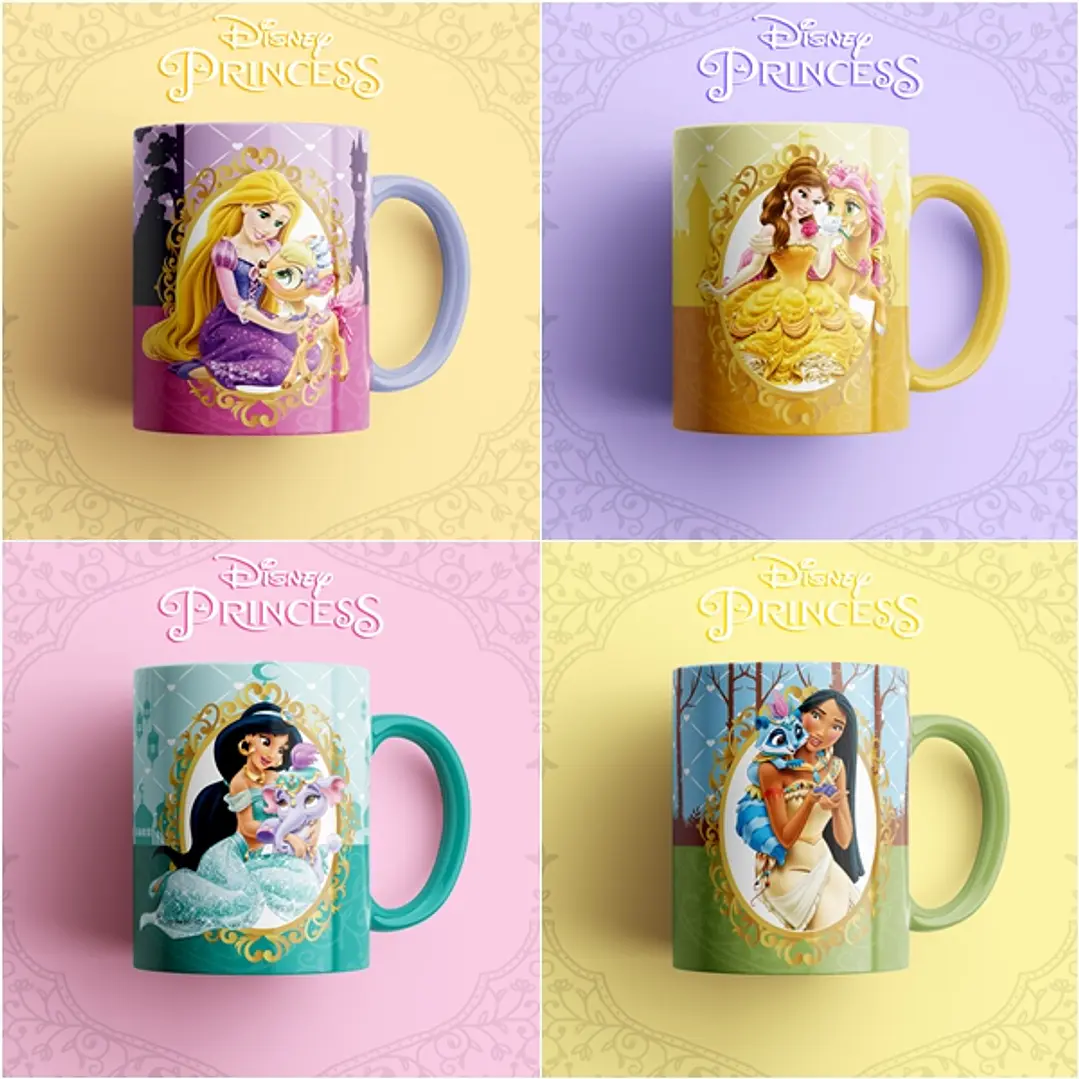 13 Artes Caneca Princesas Disney Editável em Photoshop 2