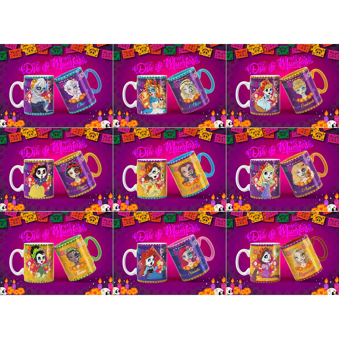 13 Artes Caneca Caveira Mexicana Editável em Photoshop 3
