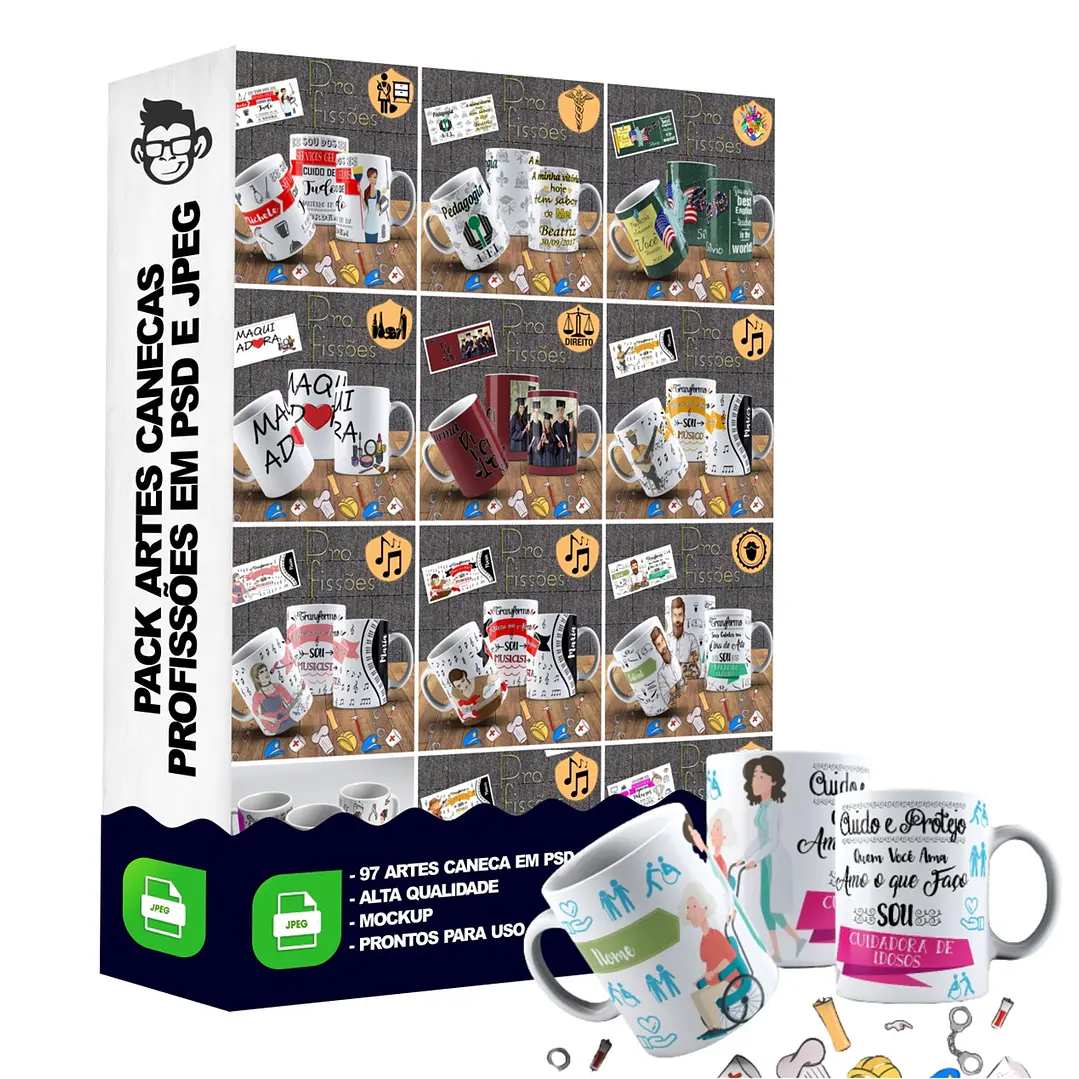97 Artes Caneca Profissões Editável em Photoshop 4