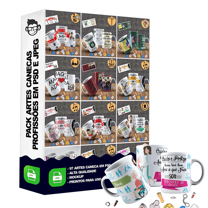 97 Artes Caneca Profissões Editável em Photoshop 4
