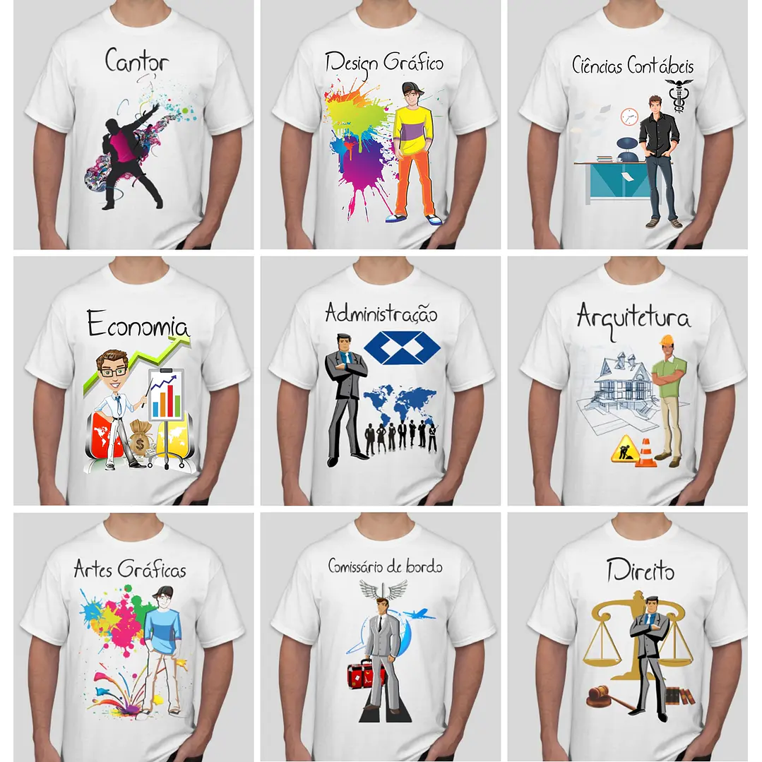 52 Artes para Camisa Profissões e Cursos Masculino Editável em Corel Draw 1