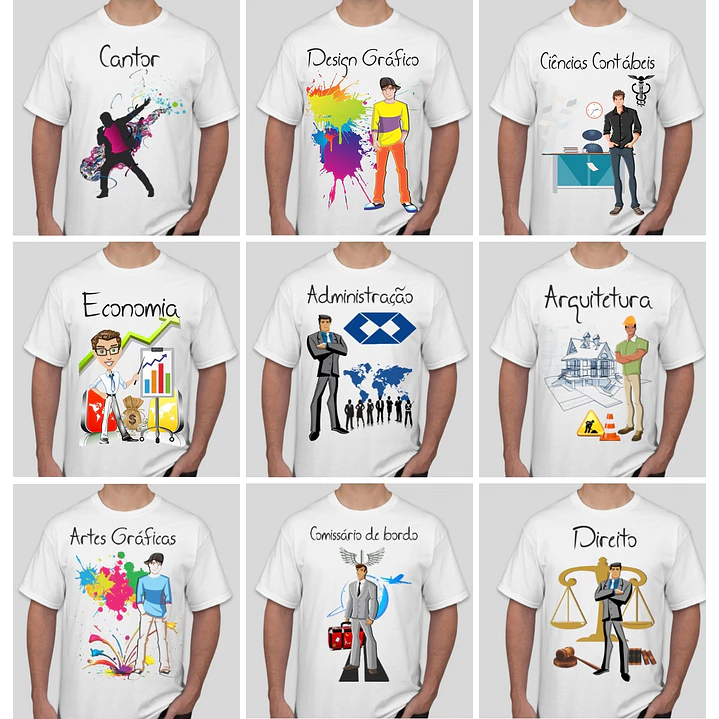 52 Artes para Camisa Profissões e Cursos Masculino Editável em Corel Draw 1