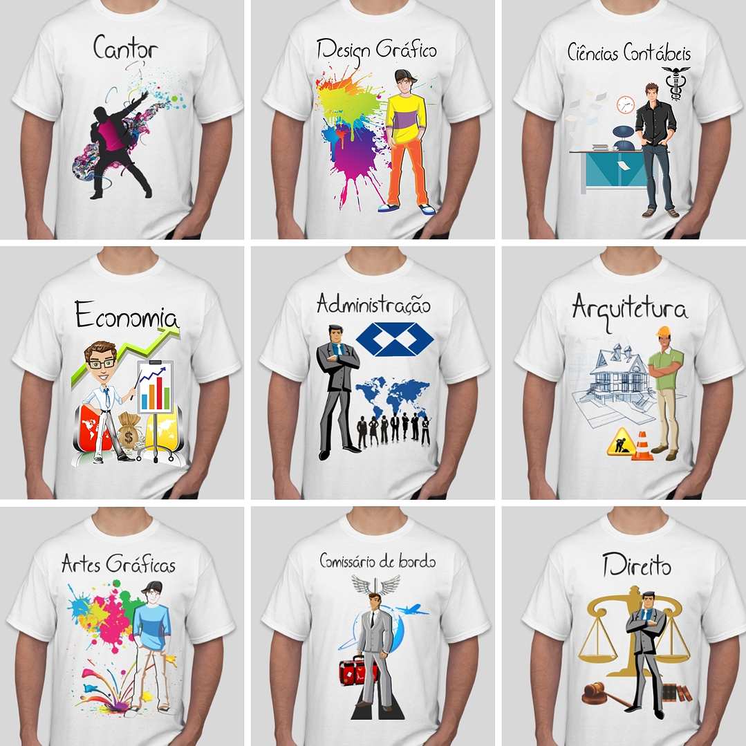 52 Artes para Camisa Profissões e Cursos Masculino Editável em Corel Draw 1