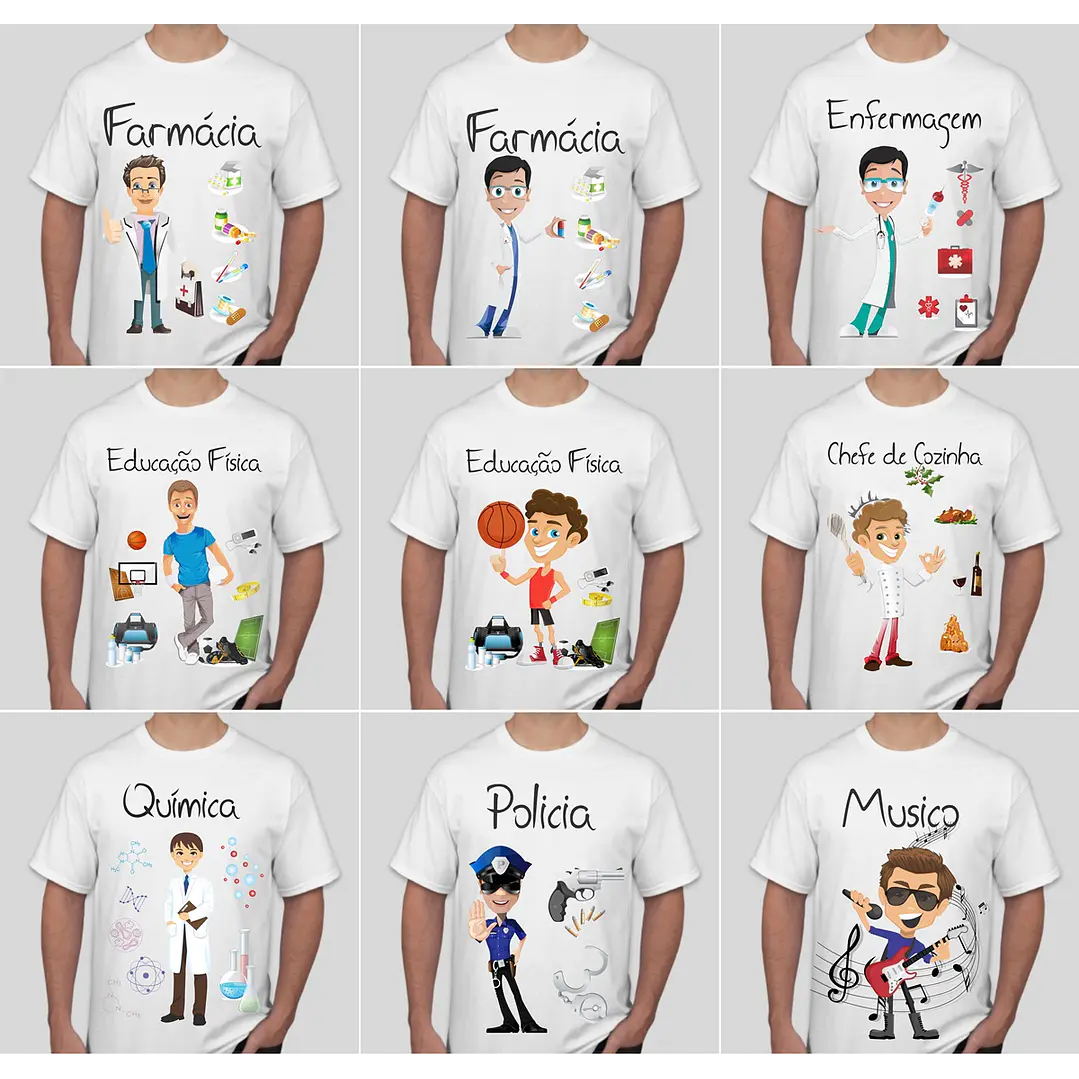 52 Artes para Camisa Profissões e Cursos Masculino Editável em Corel Draw 3