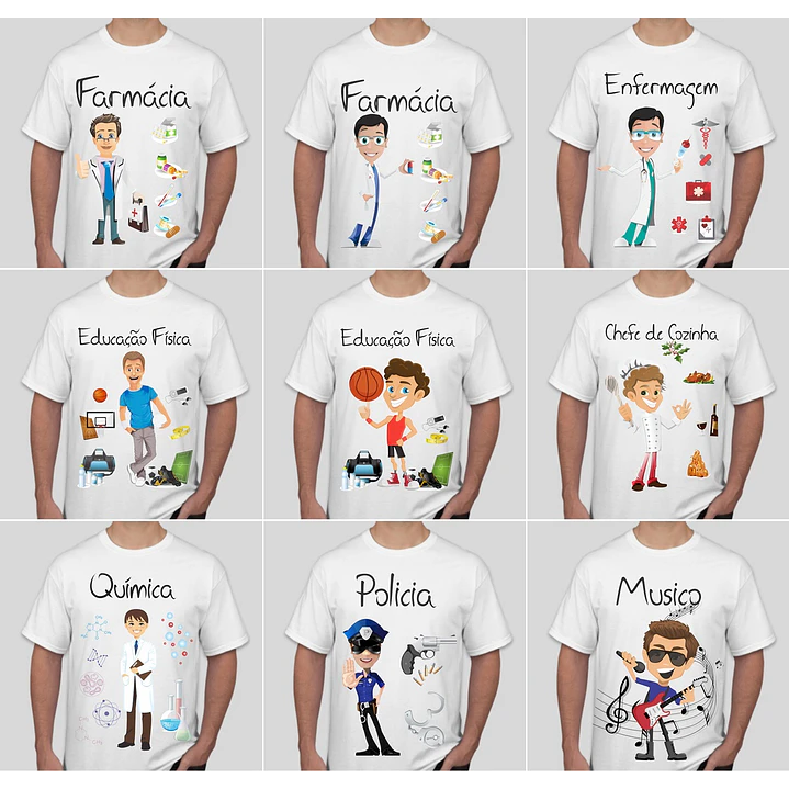 52 Artes para Camisa Profissões e Cursos Masculino Editável em Corel Draw 3
