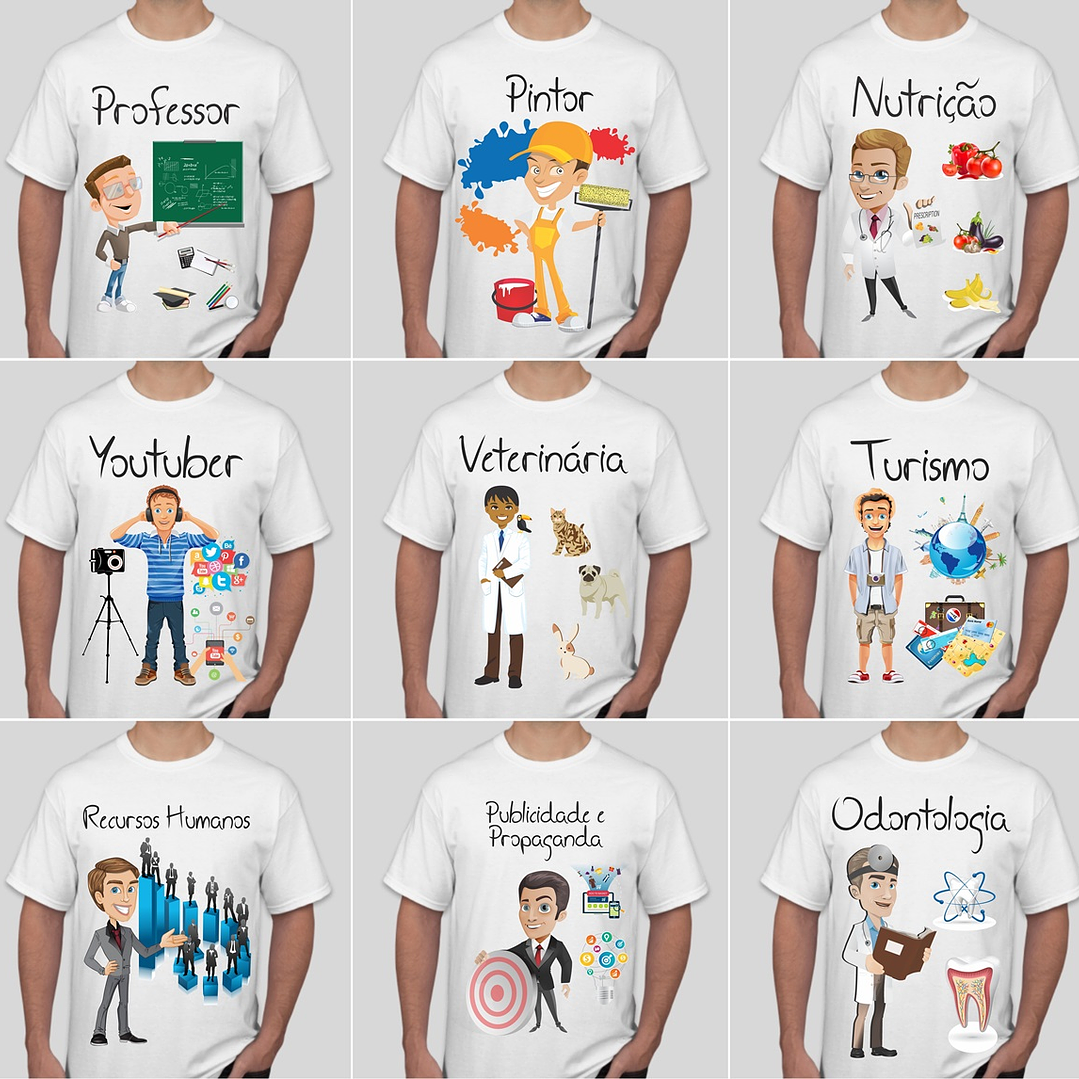 52 Artes para Camisa Profissões e Cursos Masculino Editável em Corel Draw 4