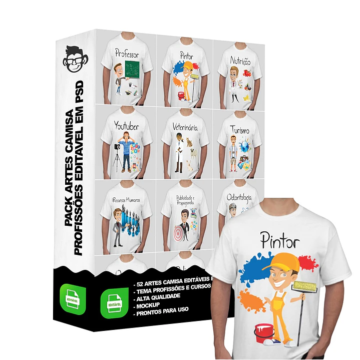 52 Artes para Camisa Profissões e Cursos Masculino Editável em Corel Draw 5