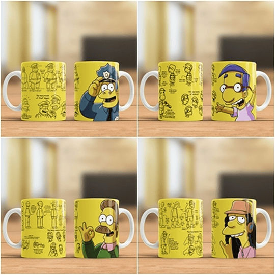 22 Artes para Caneca Simpsons Editável em Corel Draw e Photoshop