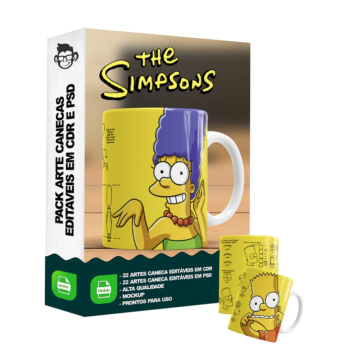 22 Artes para Caneca Simpsons Editável em Corel Draw e Photoshop 6