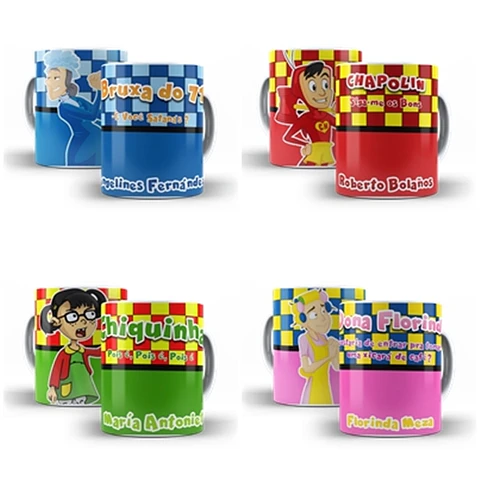 10 Artes Caneca Turma do Chaves Editável em Photoshop e Corel Draw