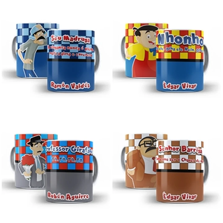 10 Artes Caneca Turma do Chaves Editável em Photoshop e Corel Draw 2