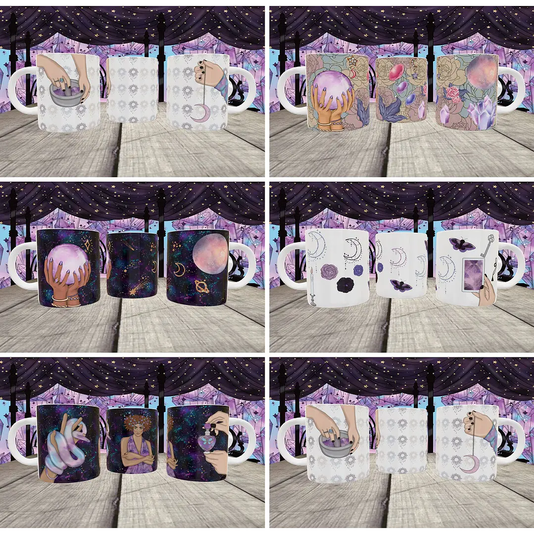 10 Artes para Caneca Wicca Editável em Corel Draw 1