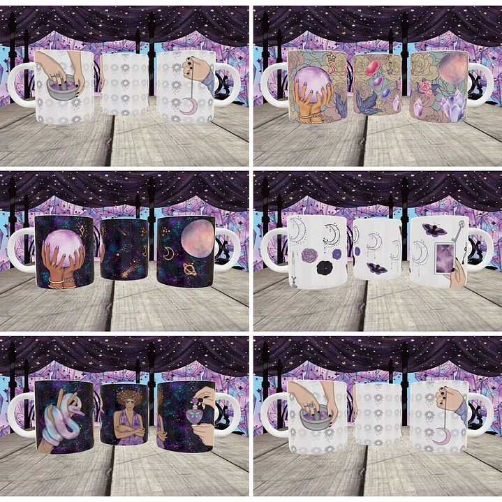 10 Artes para Caneca Wicca Editável em Corel Draw 1