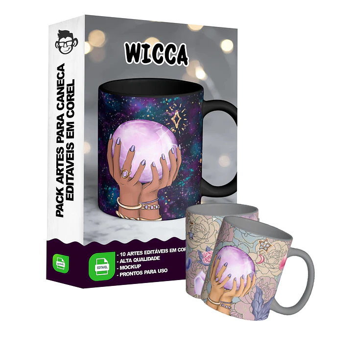10 Artes para Caneca Wicca Editável em Corel Draw 3