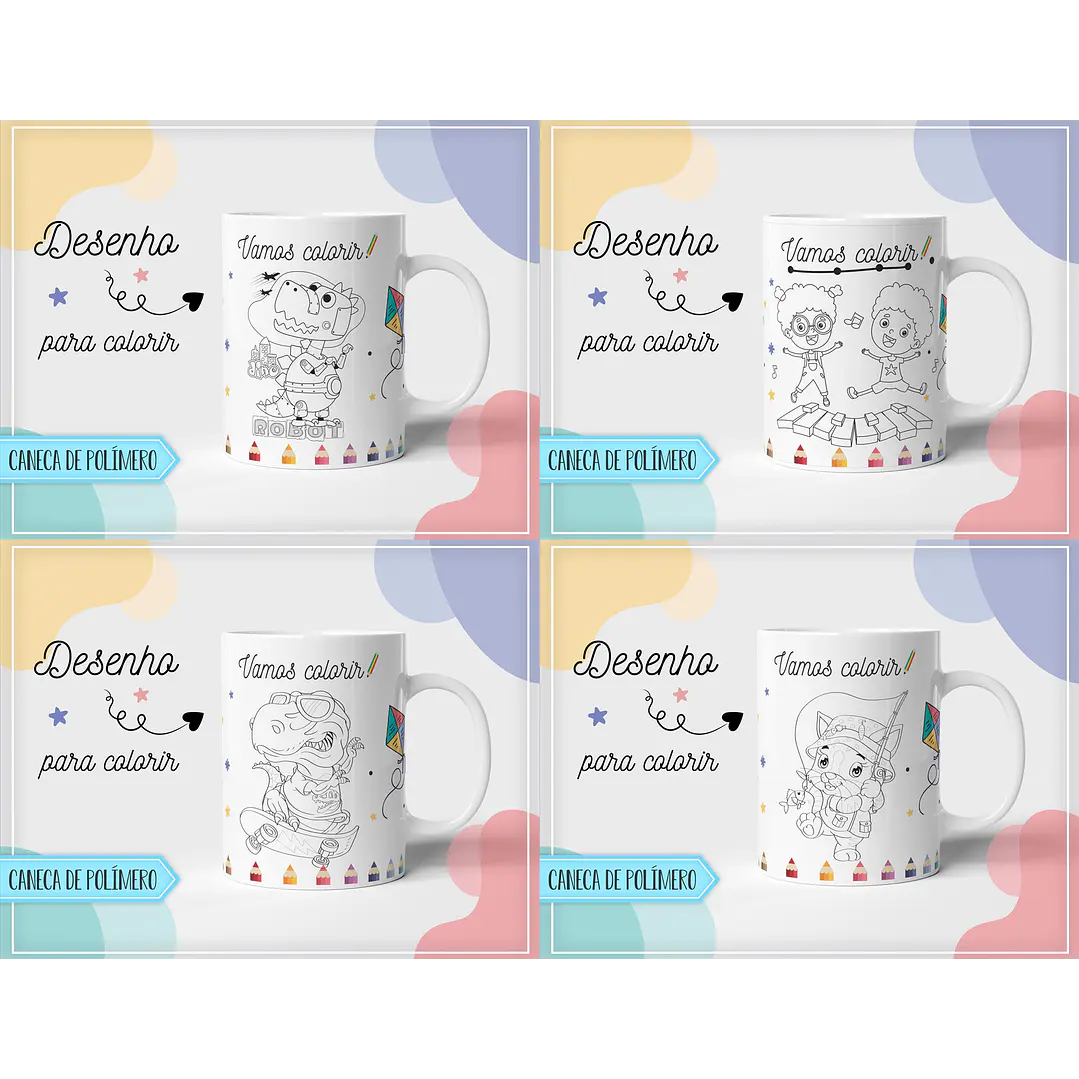 10 Artes para Caneca Pintar Editável em Corel Draw 1