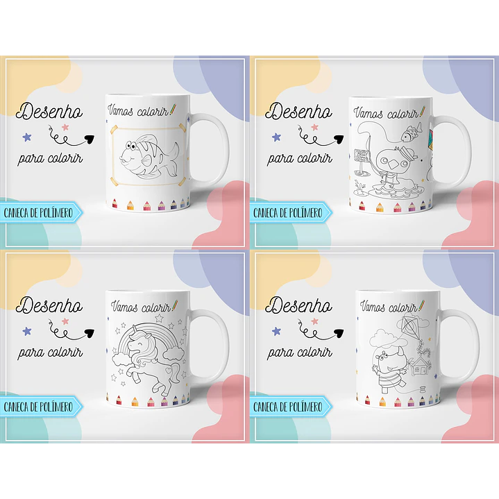 10 Artes para Caneca Pintar Editável em Corel Draw 2