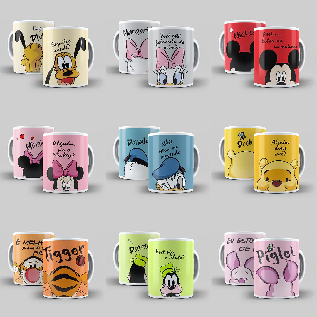 10 Artes para Caneca Personagens da Disney Editável em Corel Draw e Photoshop 1