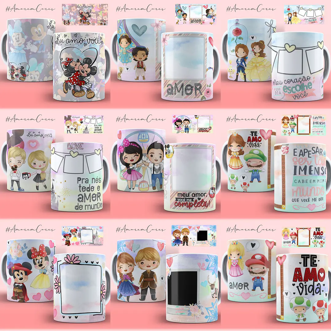 11 Artes para Caneca Namorados Editável em Corel Draw 1