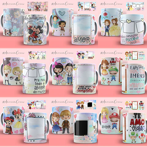 11 Artes para Caneca Namorados Editável em Corel Draw