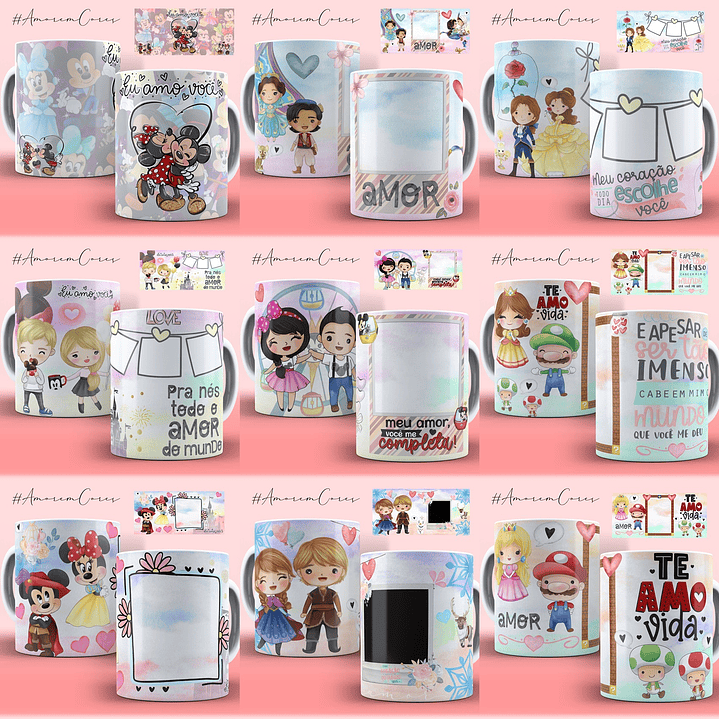 11 Artes para Caneca Namorados Editável em Corel Draw 1