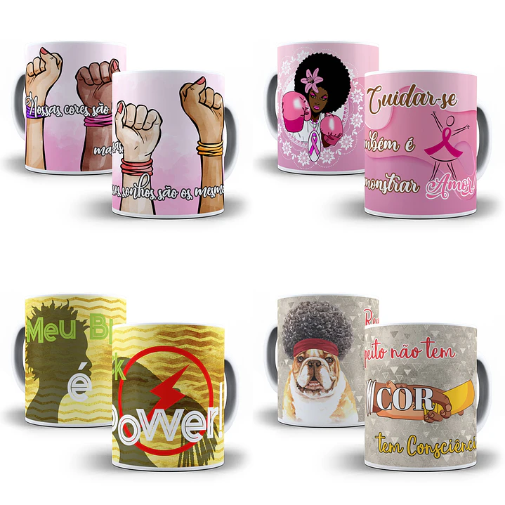 15 Artes para Caneca Beleza Negra Editável em Corel Draw 3