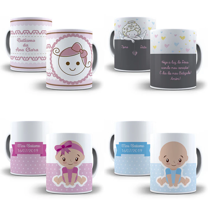 20 Artes para Caneca Batizado Editável em Corel Draw 1