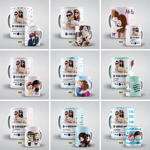 20 Artes para Caneca Namorados Spotify Arquivo em Jpge/Png