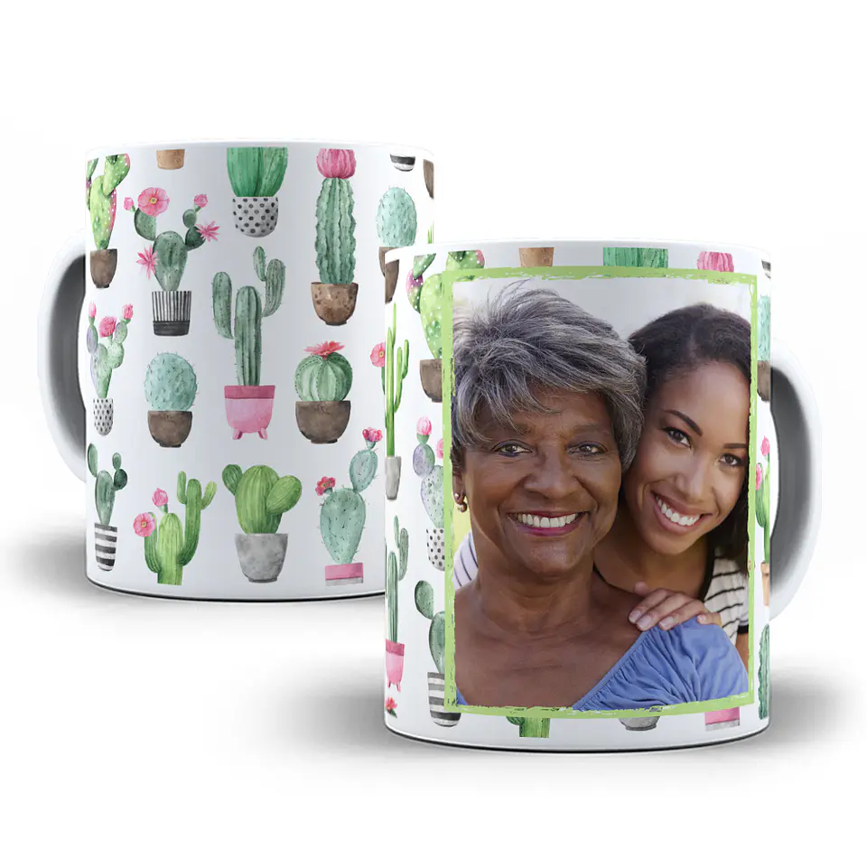 22 Artes Caneca Cactos e Flores Editável em Photoshop 4
