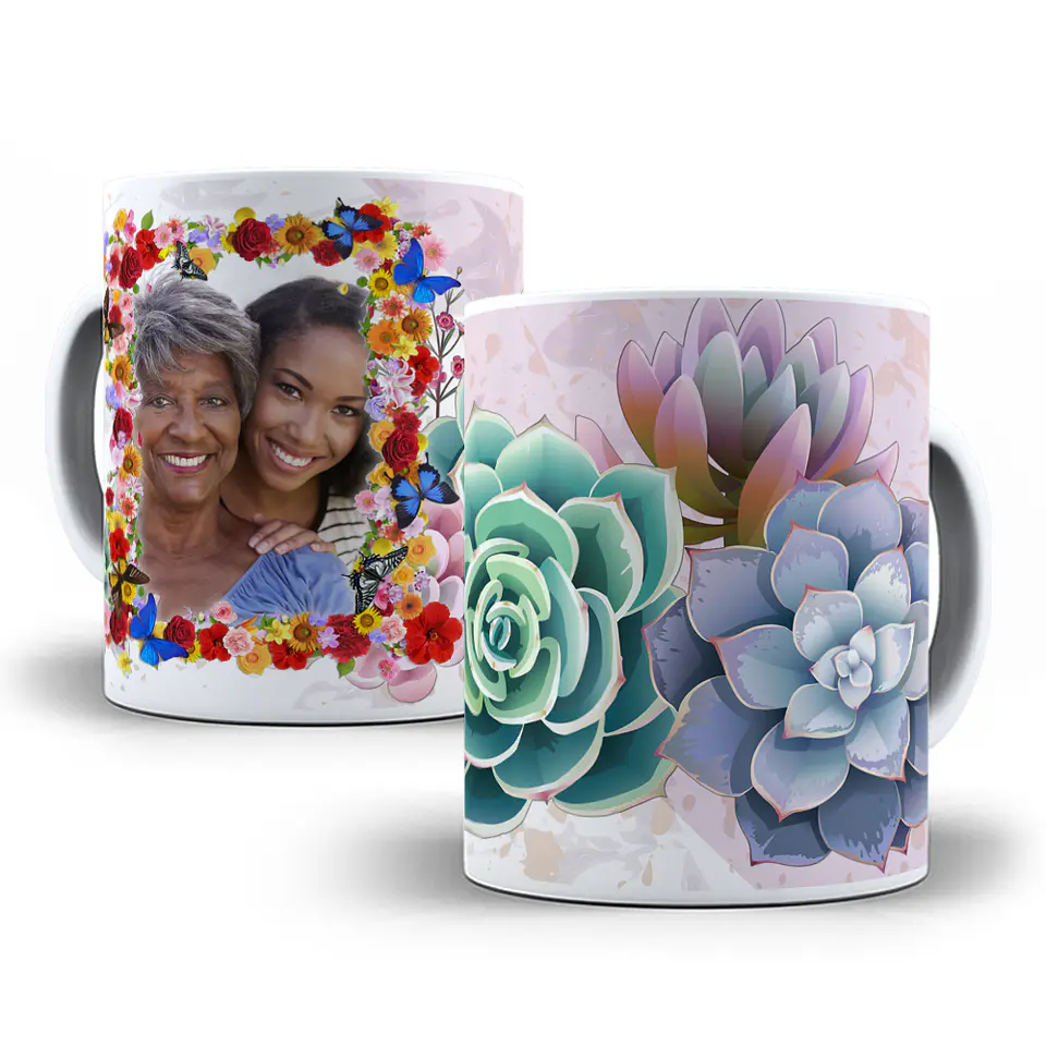 22 Artes Caneca Cactos e Flores Editável em Photoshop 7