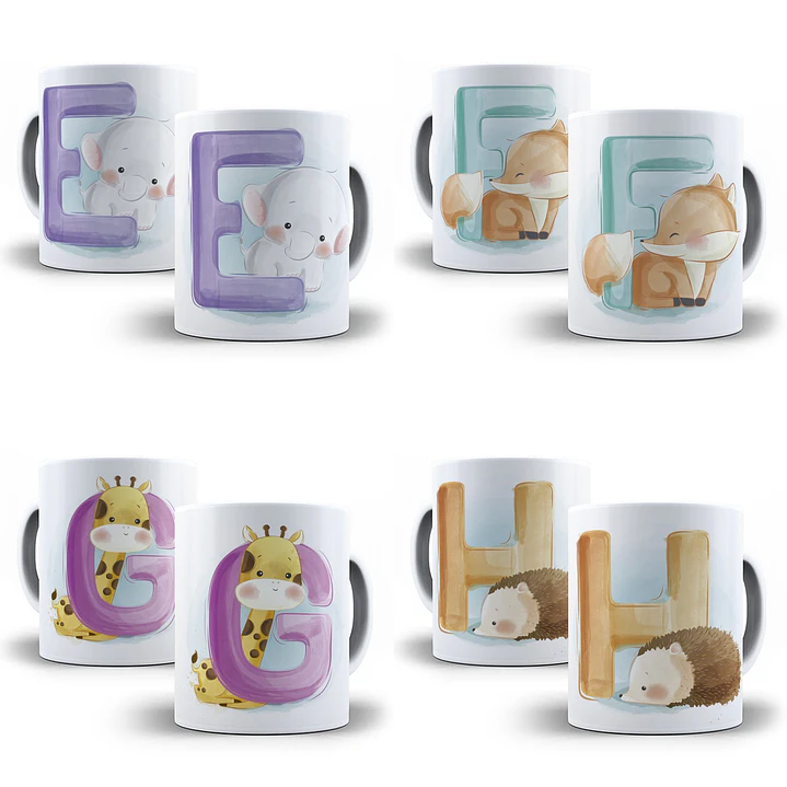 26 Artes para Caneca Alfabetos Cute Editável em Corel Draw 2