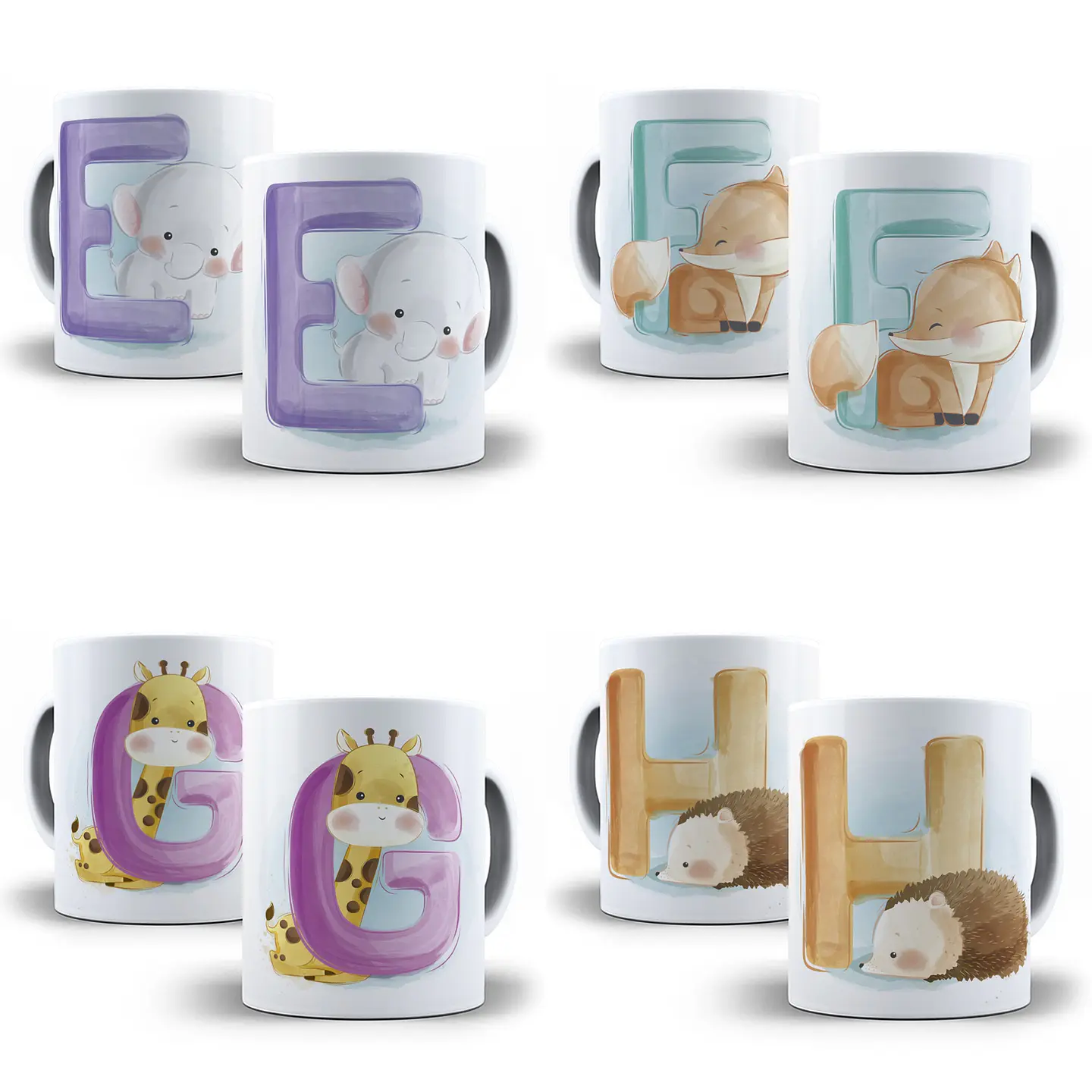 26 Artes para Caneca Alfabetos Cute Editável em Corel Draw 2