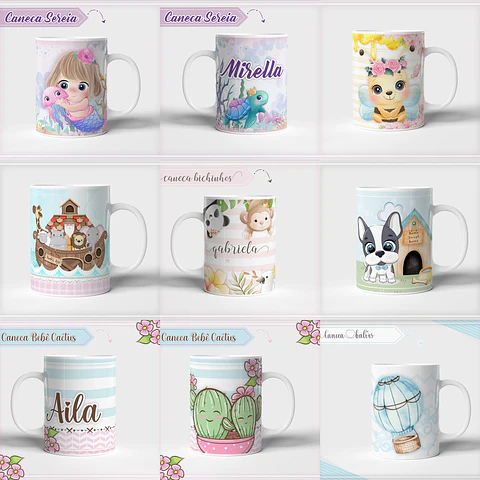 33 Artes para Caneca Infantil Editável em Corel Draw