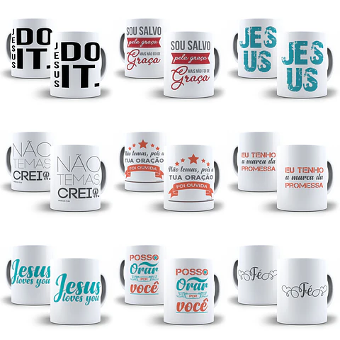 50 Artes para Caneca Evangelica Editável em Corel Draw