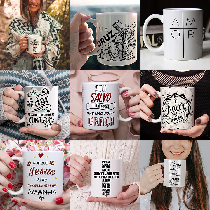 100 Artes para Sublimação Gospel Caneca, Camisa, Almofadas Editável em Corel Draw 1